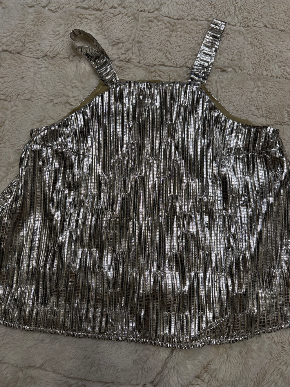 Maeve Metallic Silver Pleated Camisole